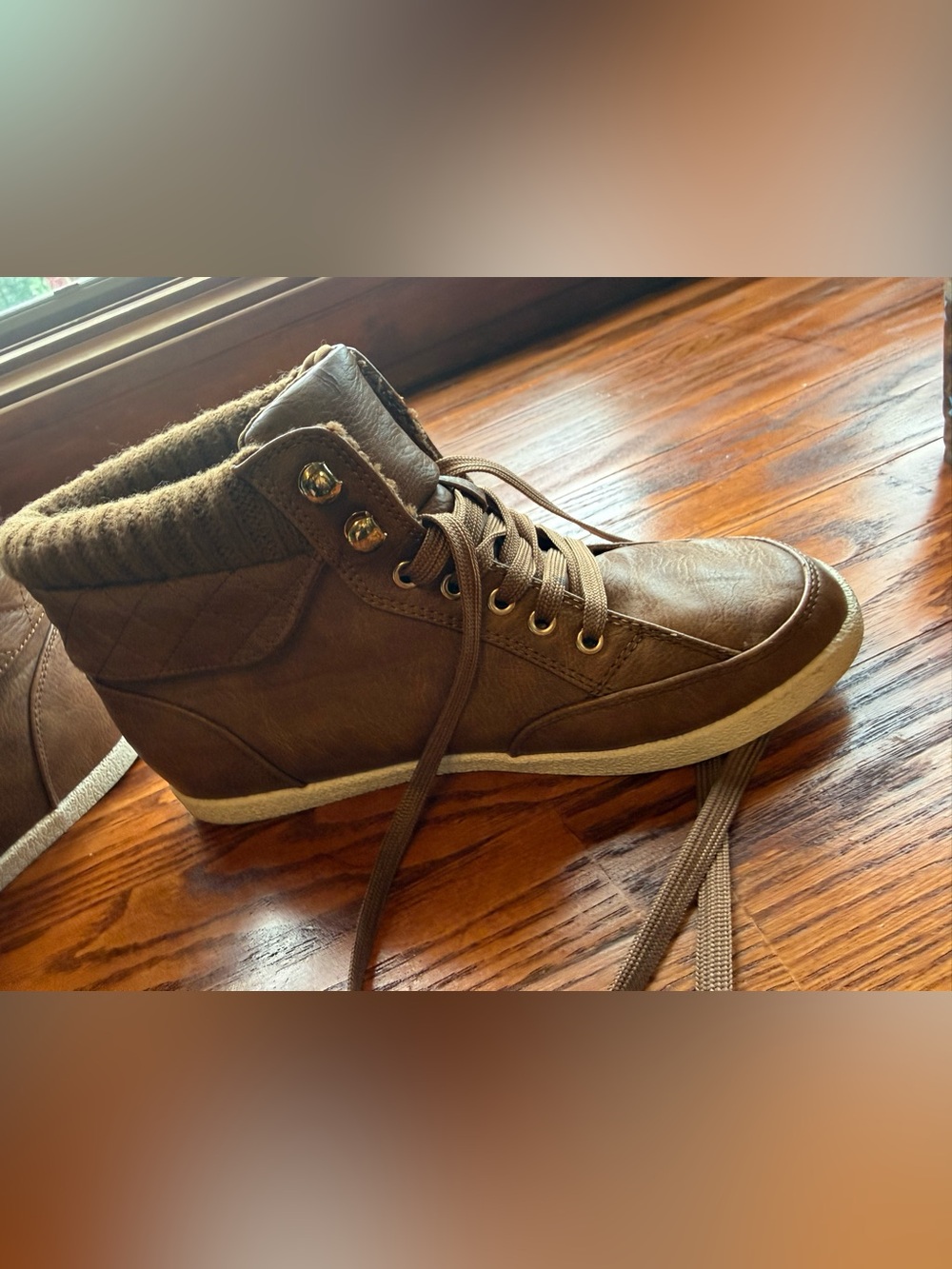 Arizona Jean Co. AZ Hoops Brown High Top Wedge Sneakers Women’s Size 8.5 - Picture 6 of 6